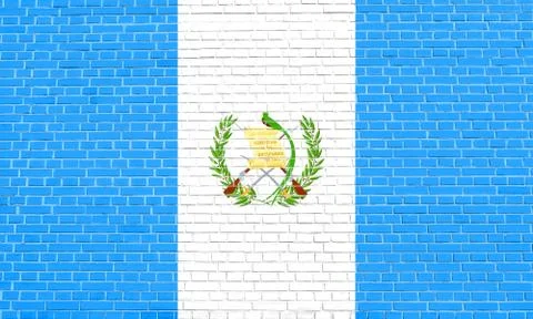 Flag of Guatemala on brick wall texture background イラスト素材