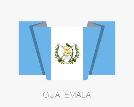 Flag of Guatemala. Flat Icon Wavering Flag with Country Name Stock Illustration