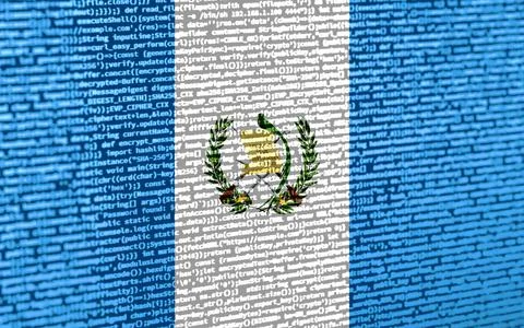 Flag of Guatemala over digital code. Concept of cybersecurity, innovation, .. Illustration