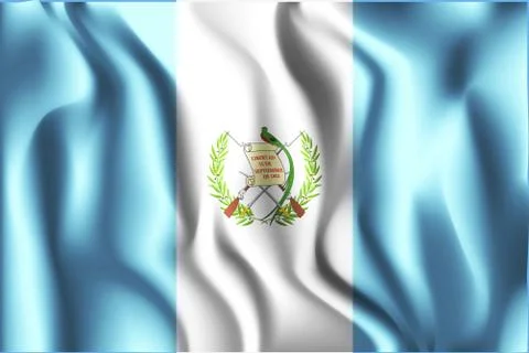 Flag of Guatemala. Rectangular Shaped Icon with Wavy Effect Stock Illustration