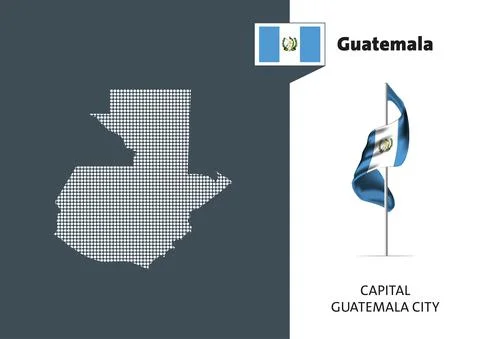 Flag of Guatemala on white background. Dotted map of Guatemala Stock Illustration