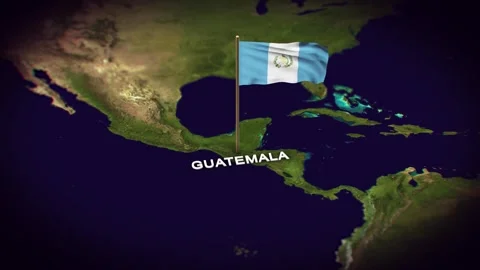 The Flag of Guatemala on the World Map, Guatemala map with flag 3d animation Stock Footage 289645299