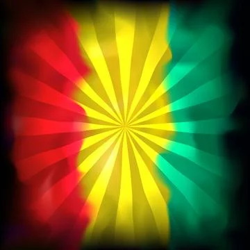 Flag guinea. Abstract grunge background sun rays. Guinean flag. Watercolor Stock Illustration