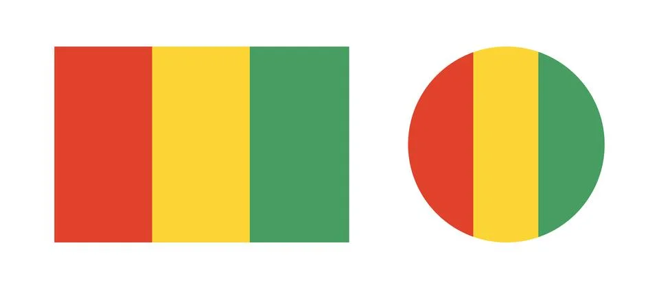 Flag of guinea badges. Flag rectangle, circle icons. Set of Guinea national flag Illustrazione stock