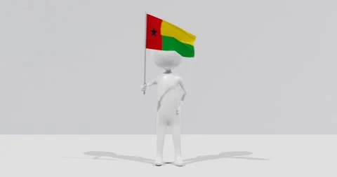 Flag of Guinea Bissau. 3D Character holding and waving flag 4K UHD 60FPS Stock Footage 224516783
