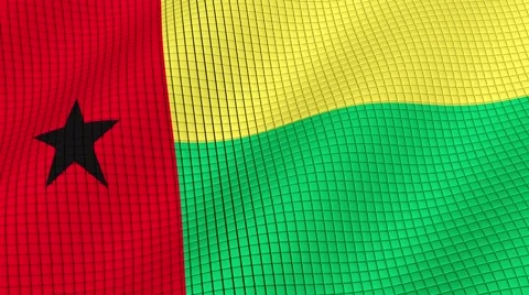 Flag of Guinea Bissau is developing waves. Looped. Full HD 1080. Video stock 55157689