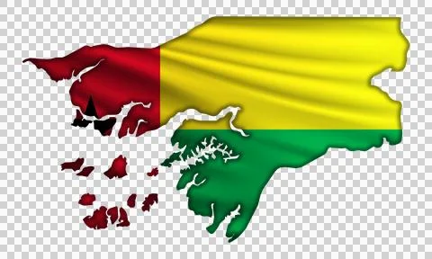Flag Guinea-Bissau in the form of a map Stock Illustration