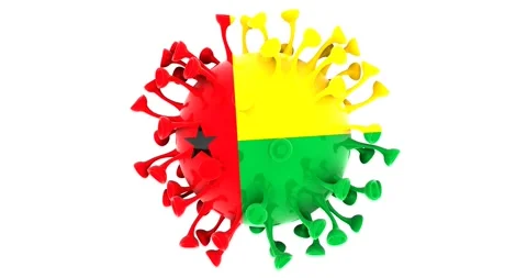 Flag of Guinea Bissau on Seamless looping 3D animation of the Corona Virus Video stock 166462270