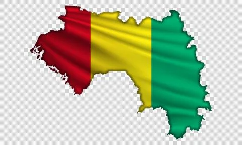 Flag Guinea in the form of a map 库存插图