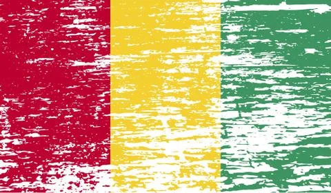 Flag of Guinea with old texture. Vector Stock Illustration