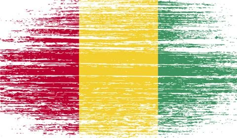 Flag of Guinea with old texture. Vector Stock Illustration