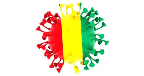 Flag of Guinea on Seamless looping 3D animation of the covid-19 Corona Virus Video stock 166462280