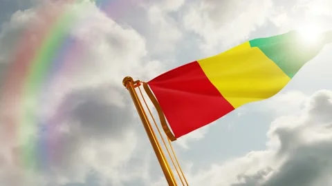 Flag of Guinea Waving, Realistic Animation, 4K UHD 60 FPS Slow-Motion Stock Footage 133036637