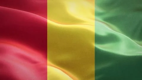 Flag of Guinea waving in the wind. 3D Waving flag design. Stock Illustration