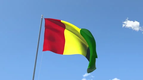 The flag of Guinea Waving on the Wind. Stock Footage 40871521