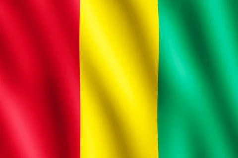 Flag of Guinea waving in the wind Stock Illustration