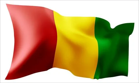 Flag of the Guinea waving in the wind. Stock Illustration