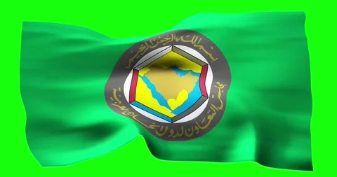 Flag of Gulf Cooperation Council realistic waving on green screen. Seamless.. Stock Footage 280998596