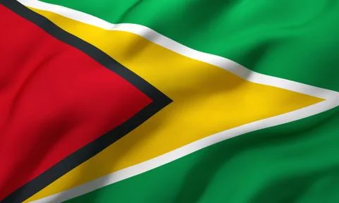 Flag of Guyana blowing in the wind Stock Illustration
