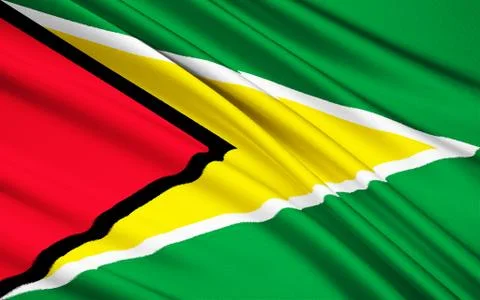 Flag of Guyana, Georgetown Stock Illustration