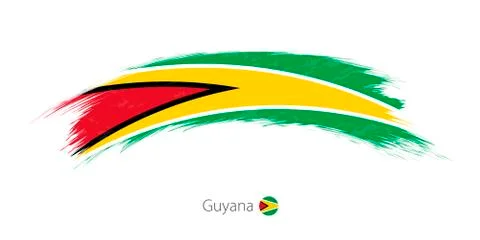 Flag of Guyana in rounded grunge brush stroke. Stock Illustration