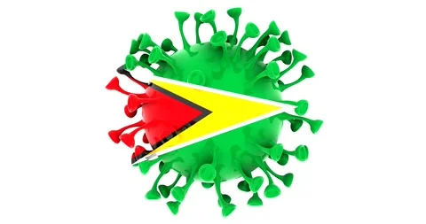 Flag of Guyana on Seamless looping 3D animation of the covid-19 Corona Virus Stock Footage 166462307