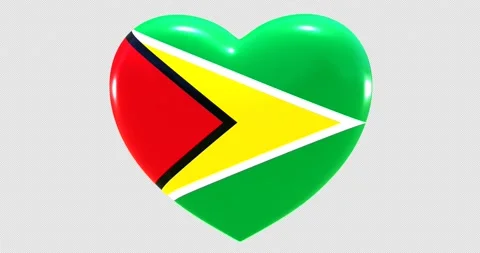 Flag of Guyana on turning Heart 3D Loop Animation with Alpha Channel 4K UHD Stock Footage 169046594