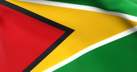 Flag of Guyana Waving 3D Animation Close up, 4K UHD 60 FPS Stock Footage 162186897