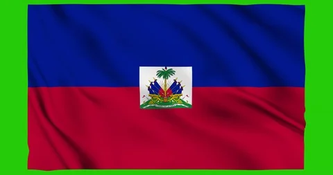 Flag of haiti waving on a samless loop over an easily removable background Stock Footage 98371741