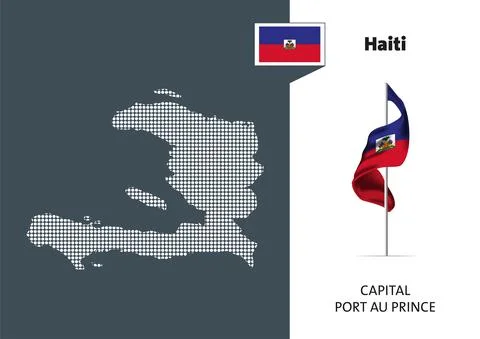 Flag of Haiti on white background. Dotted map of Haiti Stock Illustration