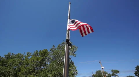 Flag Half Staff Stock Footage 65258402