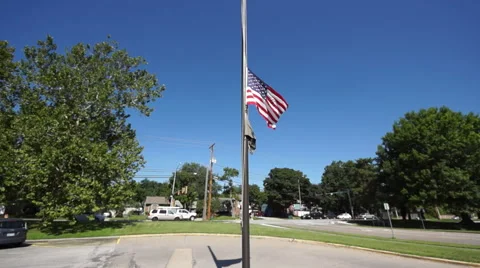 Flag Half Staff Stock Footage 65293361