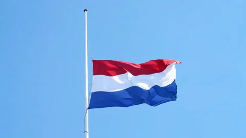 Flag Half stick for the remembrance of the fallen in the second world war on the Stock Footage 131336498