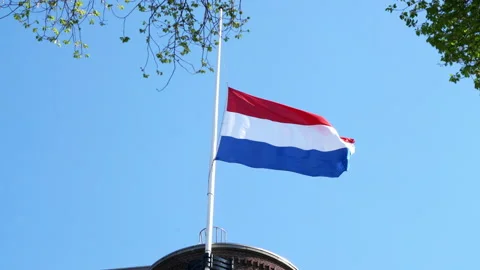 Flag Half stick for the remembrance of the fallen in the second world war on the Stock Footage 131336539
