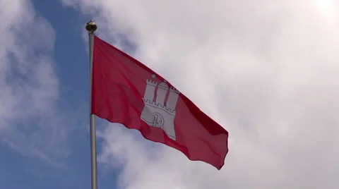 Flag of Hamburg in the wind Stock Footage 38473317
