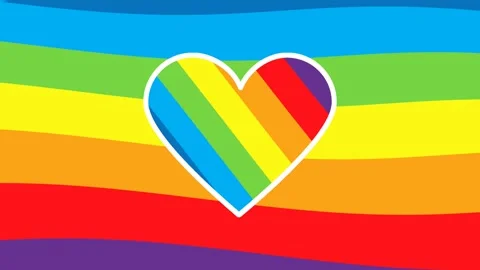 Flag heart rainbow Wave Motion Multicolor Animation Loop Abstract Background Stock Footage 219819721
