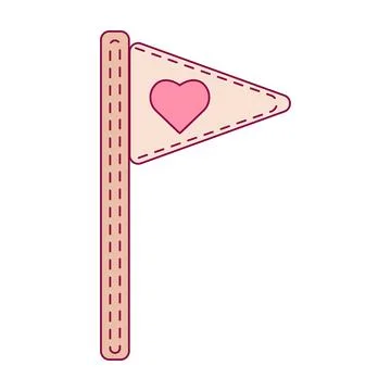 Flag with heart on white background Stock Illustration