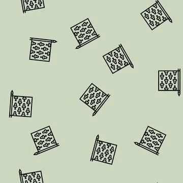 Flag heraldry medieval line seamless pattern Stock Illustration