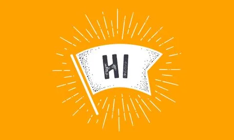 Flag Hi. Old school flag banner with text Stock Illustration