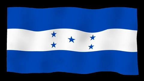 Flag of Honduras, 60 fps, slow motion, lopped, alpha channel Stock Footage 100536613