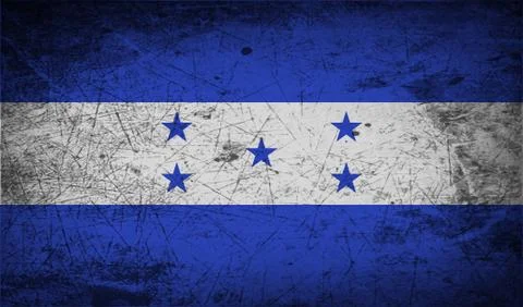 Flag of Honduras with old texture. Stock Photos
