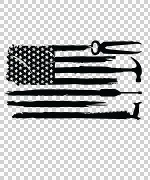 Flag Horizontal Pattern With Tools Including Hammer saw Illustration