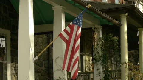 Flag on a house 1 of 4 Stock Footage 48332155