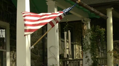 Flag on a house 2 of 4 Stock Footage 48332173