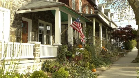 Flag on house 3 of 4 Stock Footage 48332099