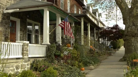 Flag on house 4 of 4 Stock Footage 48332188
