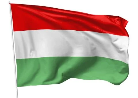 Flag of hungary on flagpole Stock Illustration