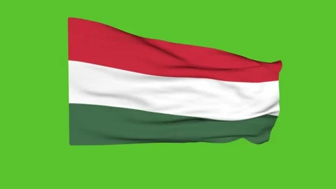 Flag of Hungary on a green screen. 3D animation. Stock Footage 178916948