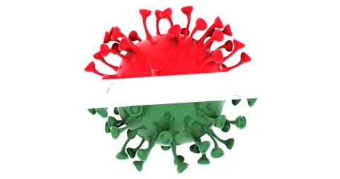 Flag of Hungary on Seamless looping 3D animation of the covid-19 Corona Virus Stock Footage 166462331