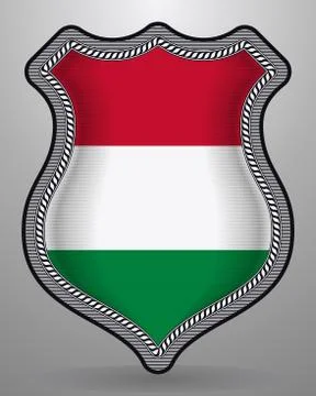 Flag of Hungary. Vector Badge and Icon Stock Illustration